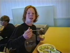Jon Burgess enjoying his evening meal